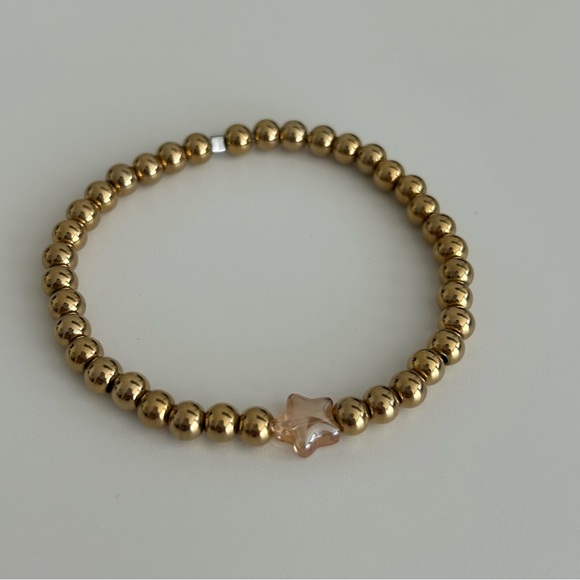 Stainless Steel Gold Bead Stretch Bracelet - Picture 5 of 11